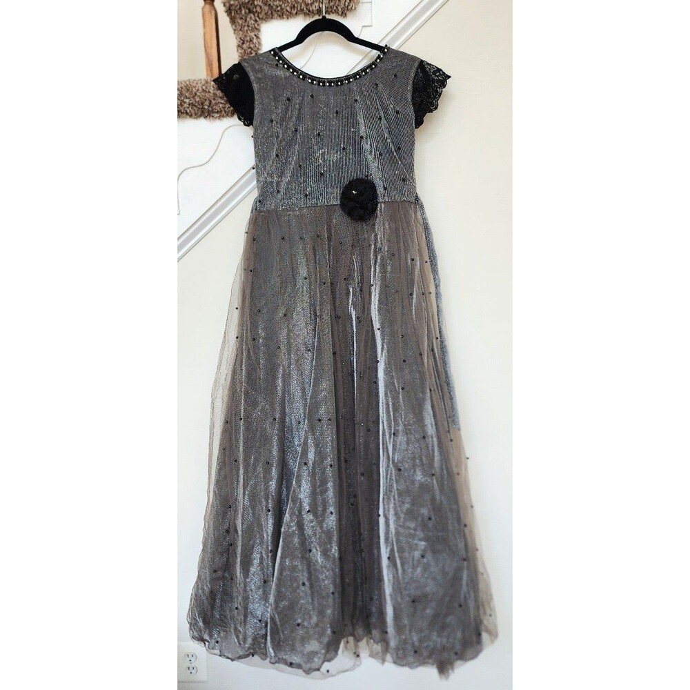 Boutique black and silver shiny maxi
